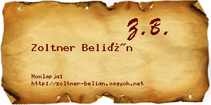 Zoltner Belián névjegykártya